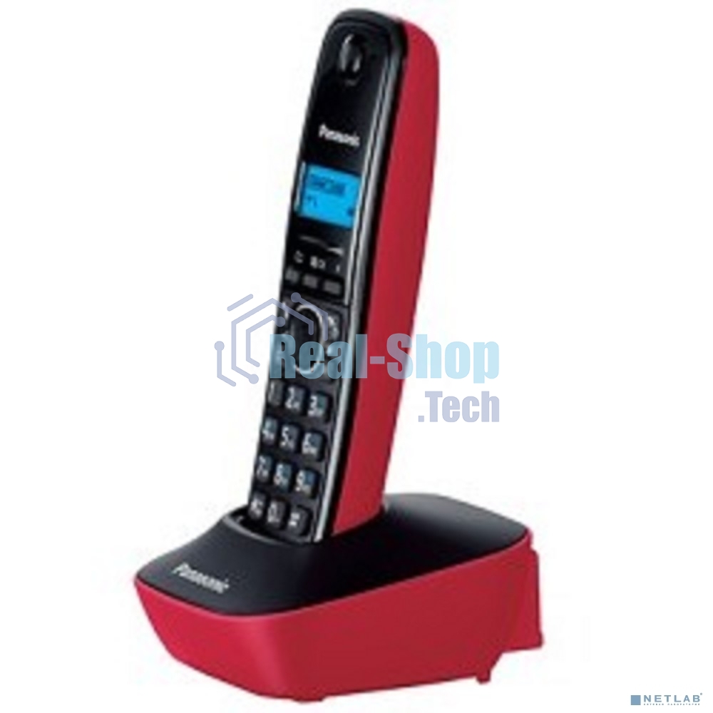 Телефон беспроводной (DECT) Panasonic KX-TG1611RUR (красный) АОН, Caller ID,12 мелодий звонка,подсветка дисплея,поиск трубки