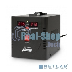 Стабилизатор напряжения Powerman AVS-D Voltage Regulator 2000VA, Digital Indication, 2x Schuko Outlets, 1m Power Cord, 230V, 1 year warranty, черный