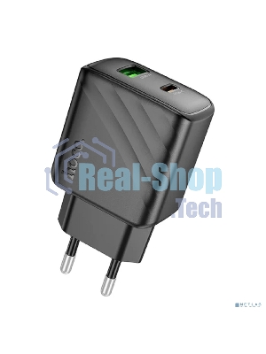Сетевое зарядное устройство Hoco 30Вт, 3А, QC3.0/PD, 1хUSB, 1хType-C, CS23A, черный, коробка