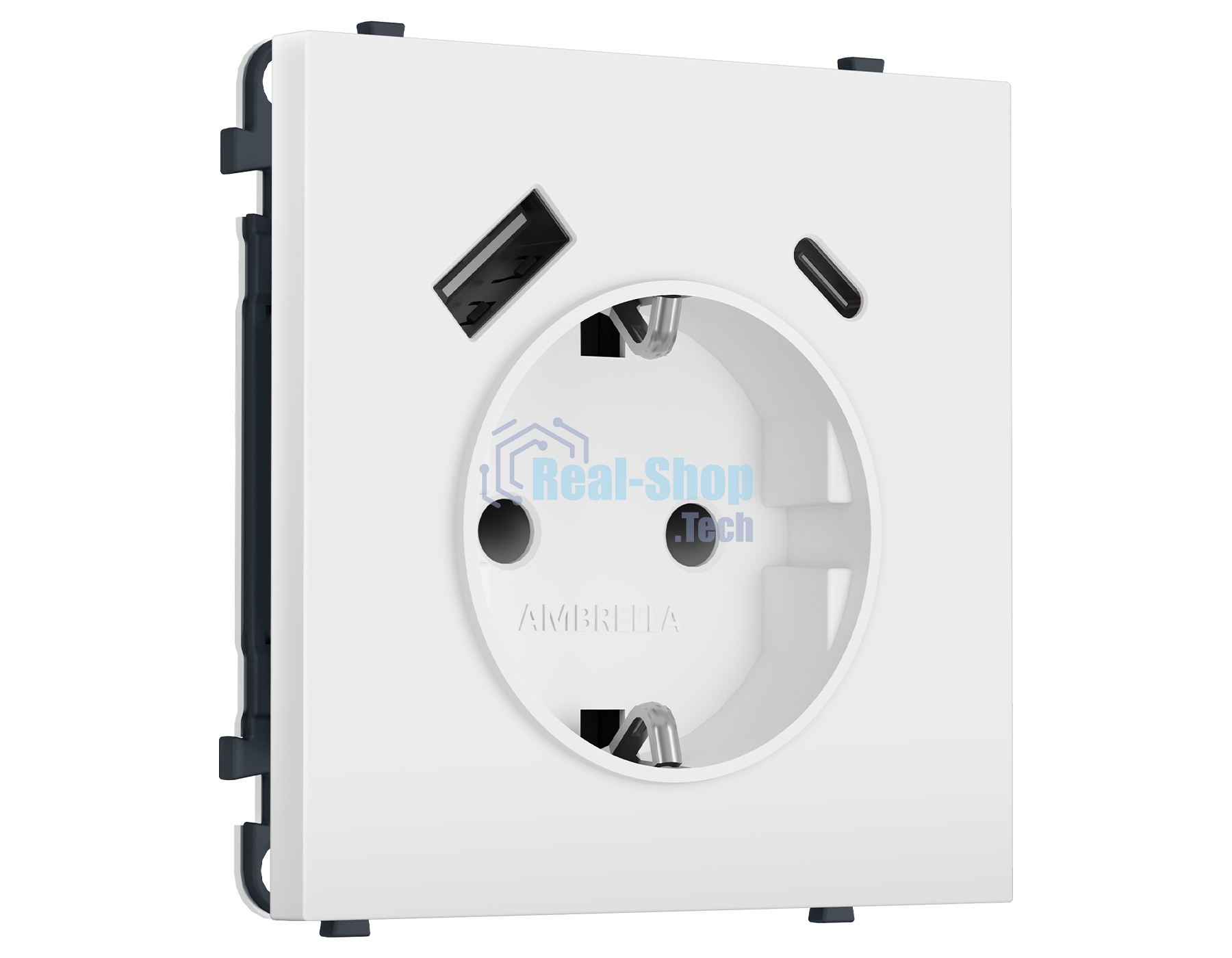 Комплект механизма электрической розетки SIGMA Белый матовый 2USB A+C 20W (быст. зар.) с/з с/ш 16A-250V QUANT PRO (SP1300, PR160)
