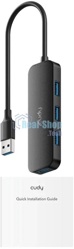 Концентратор USB CUDY UH40A, USB-A, USB 3.0, USB
