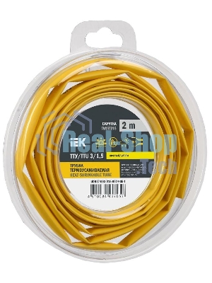 Трубка термоусадочная ТТУ нг-LS 3/1.5 желт. (уп.2м) IEK UDR12-003-D15-002-K05-T