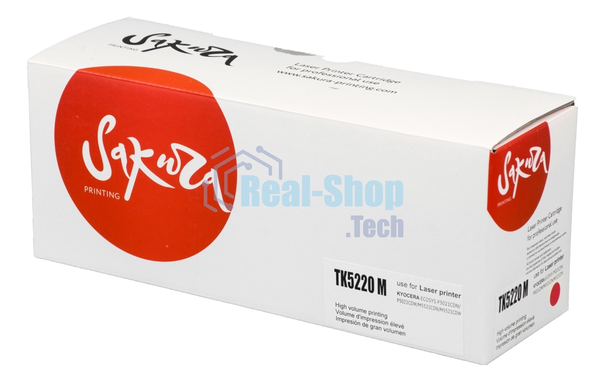 Картридж Sakura TK5220M для Kyocera Mita ECOSYS p5020cdn/p5021cdw/m5221cdn/m5521cdw, пурпурный, 1 200 к.