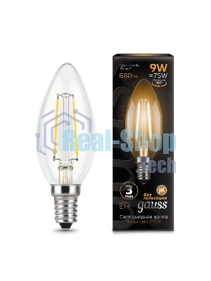 Лампа светодиодная LED Gauss Filament Свеча E14 9W 680lm 2700К 1/10/50
