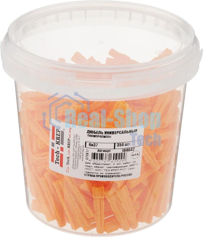 Дюбель универс. 6х37 полипропилен (уп.350шт) ведро Tech-Krep 104642