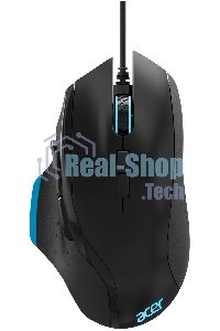 Мышь проводная Acer OMW123 черный, 6400 dpi, USB, кнопки - 8