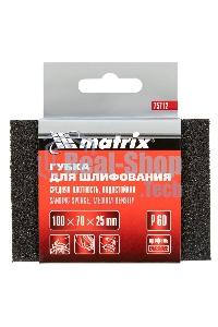 Губка для шлифования Matrix, 100 х 70 х 25 мм, средняя плотн., P 60