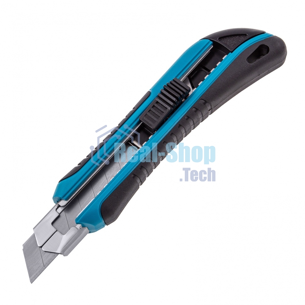 Нож Gross 170 мм, обрезин. ABS - корпус, выдв.сегм. лезвие 18 мм (SK-5), метал. напр-щая, 5 лезвий