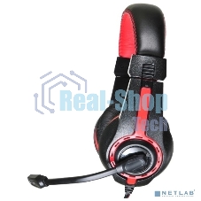 Гарнитура проводная с микрофоном Oklick HS-L200 черный/красный 2м мониторы оголовье (359484)