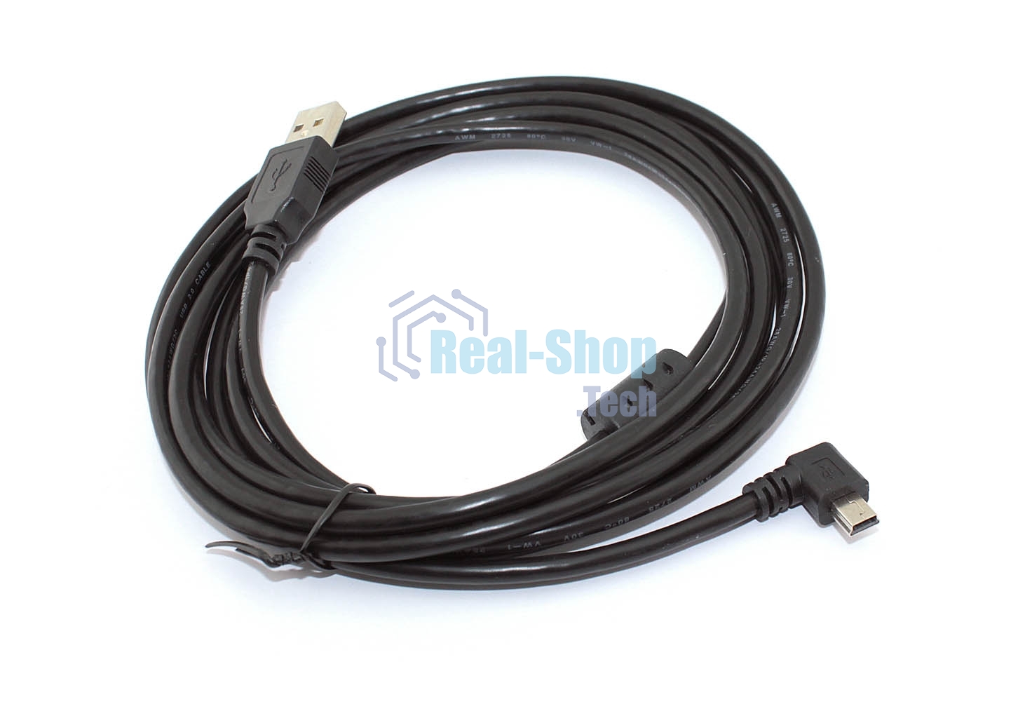 Кабель USB Type A на Mini USB угол влево 3 м