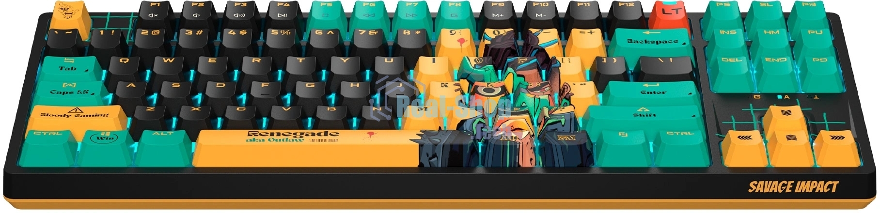 Клавиатура A4Tech Bloody AT87 Renegade проводная USB черный/зеленый