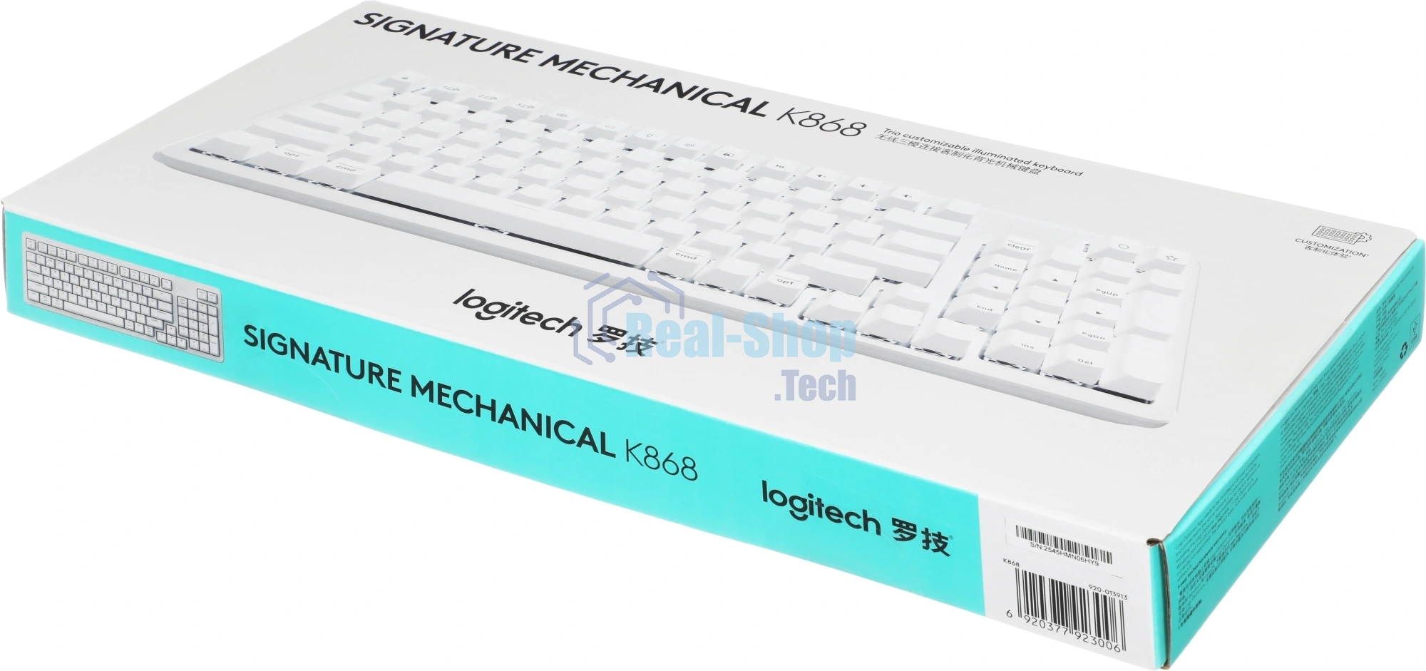 Клавиатура Logitech K868 гибридная, USB Type-A, Bluetooth, радиоканал, белый