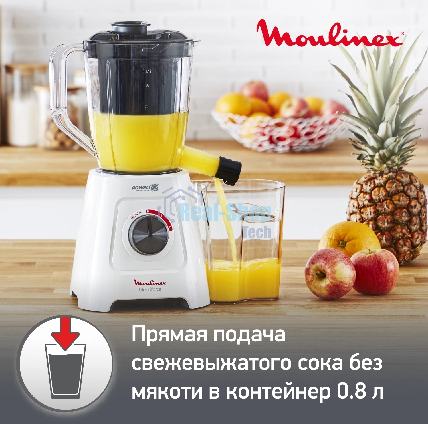 Блендер стационарный Moulinex Blendforce LM42Q110 белый, 600 Вт, 2 скорости