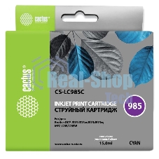 Картридж струйный Cactus CS-LC985C голубой (15 мл) для Brother DCPJ315W/DCPJ515W/MFCJ265W