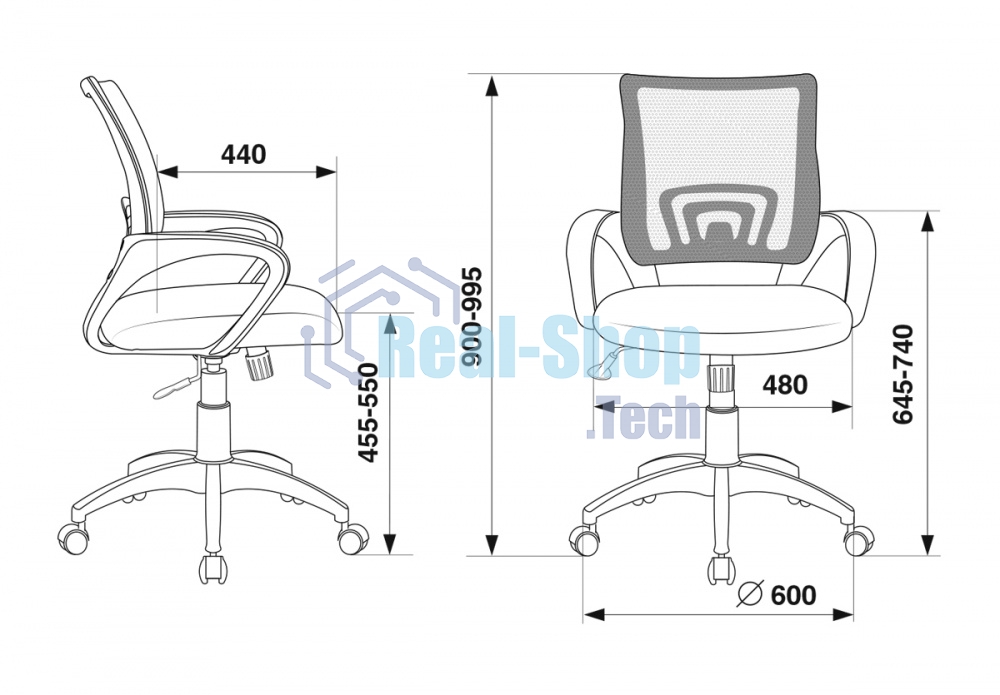 Кресло компьютерное Бюрократ CH-695N/BLACK спинка сетка черный TW-01, сиденье черный TW-11, механизм качания