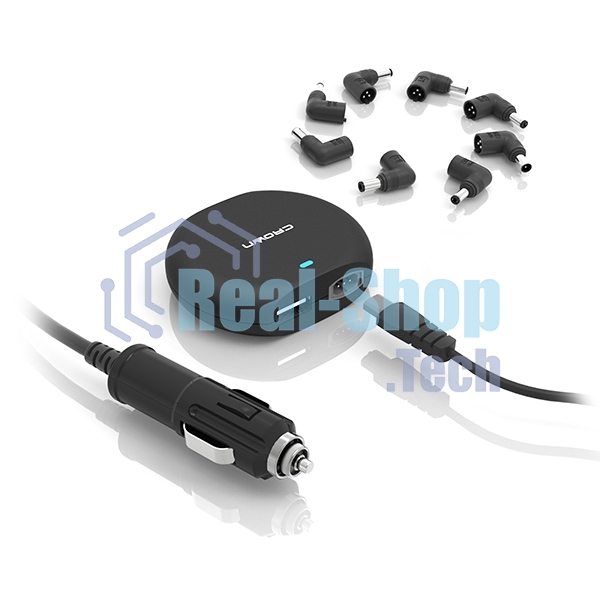 Зарядное устройство для ноутбука CROWN USB CMLC-3294 черный (Автомобильное 12V, 90W 15-20V, порт USB 5V 2.1A)