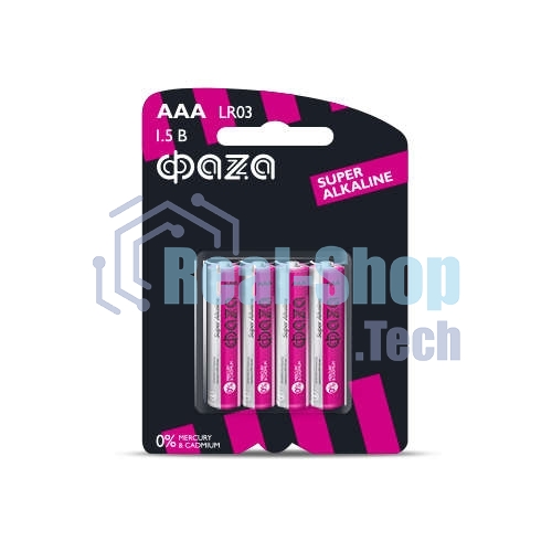 Элемент питания алкалиновый LR03 Super Alkaline BL-4 (уп.4шт) ФАZА 4895205000254, 1.5 В