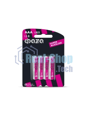 Элемент питания алкалиновый LR03 Super Alkaline BL-4 (уп.4шт) ФАZА 4895205000254, 1.5 В