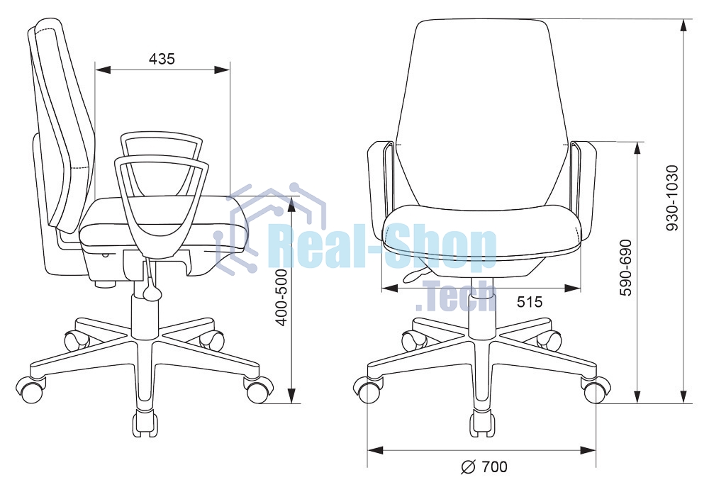 Кресло компьютерное Бюрократ CH-545 черный 38-418, крестовина пластик