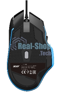 Мышь проводная Acer OMW123 черный, 6400 dpi, USB, кнопки - 8
