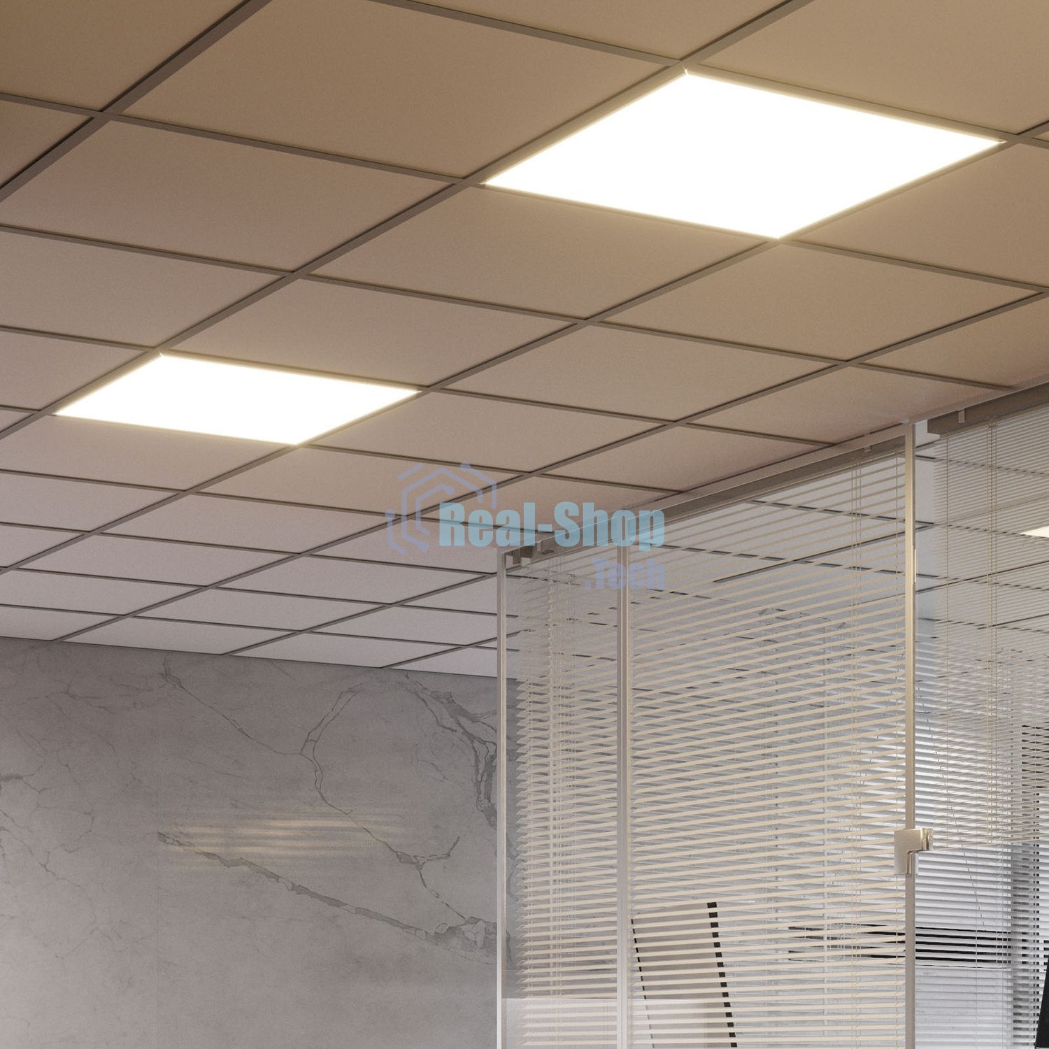 Светильник светодиодный Gauss MIR 595х595х50 35Вт 3000лм 4000К IP40 офисный встраив. накладной с опаловым рассеив. (аналог ЛВО)