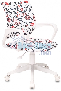 Кресло детское Бюрократ BUROKIDS 1 W мультиколор красные губы крестов. пластик пластик белый