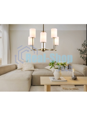 Люстра Ambrella light LH56215/6 BS/FR латунь/белый матовый E27/6 max 60W D600*600