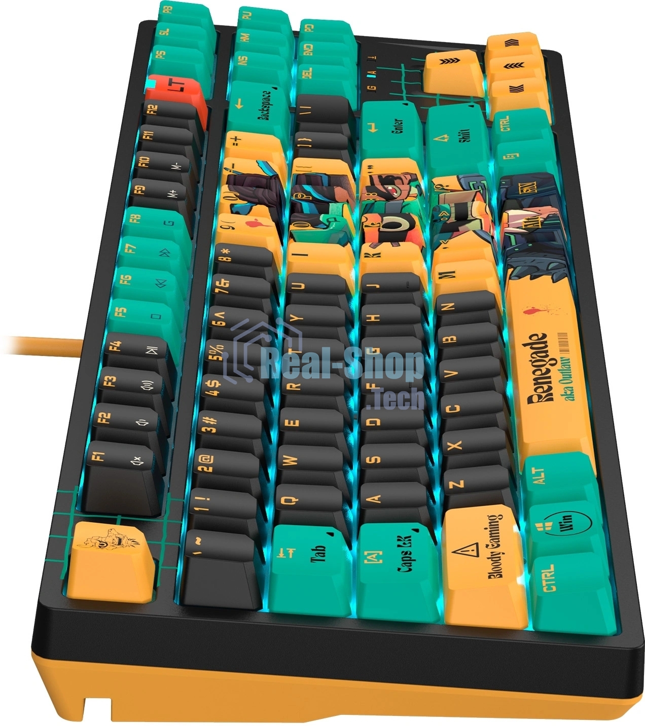 Клавиатура A4Tech Bloody AT87 Renegade проводная USB черный/зеленый
