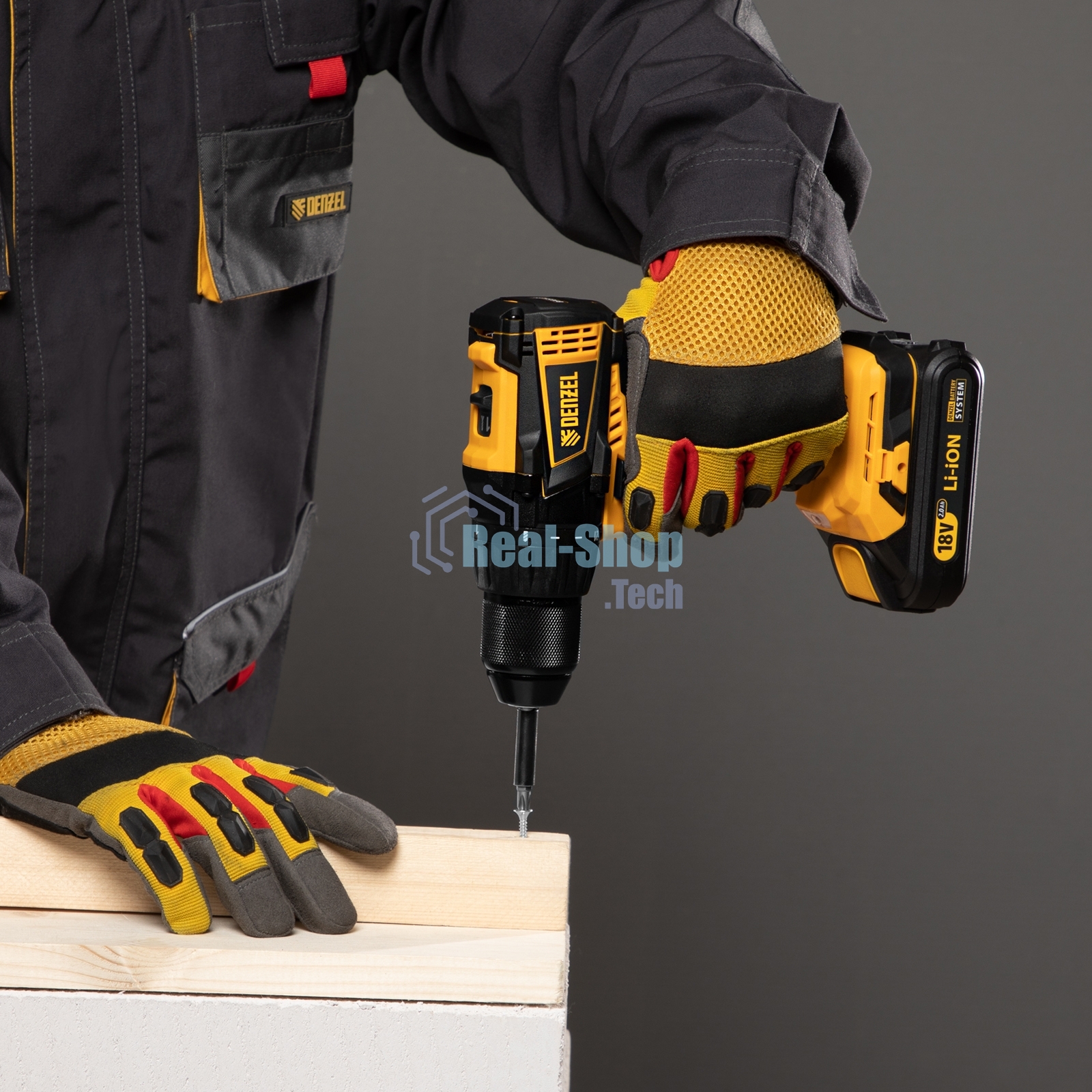 Дрель-шуруповерт аккумуляторная Denzel BLDL-IB-18-02, 18В, 2 АКБ, Кейс