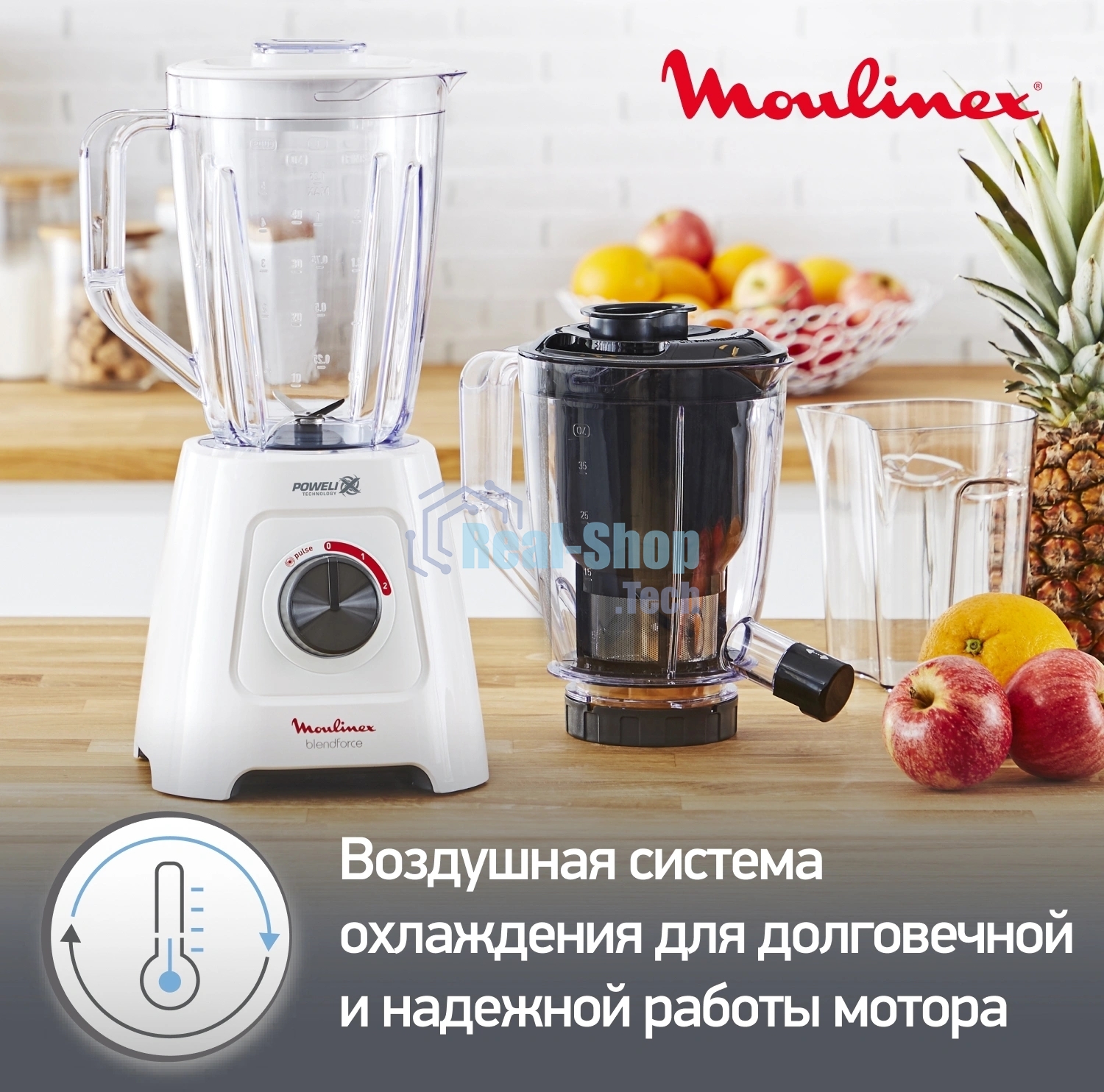 Блендер стационарный Moulinex Blendforce LM42Q110 белый, 600 Вт, 2 скорости