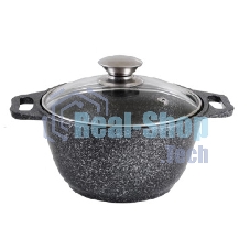 КУКМОР КМТ42а 4,0л Кастрюля литая 4,0л стеклянная крышка. Темный мрамор.
