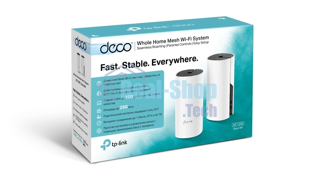 Роутер беспроводной TP-Link DECO M4 (DECO M4(2-PACK)) AC1200 10/100/1000BASE-TX (упак.:2шт)