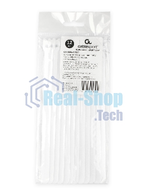 Хомуты-липучки на основе ленты Velcro VT-200x11WT 200 x 11 мм, черные (12 шт.)