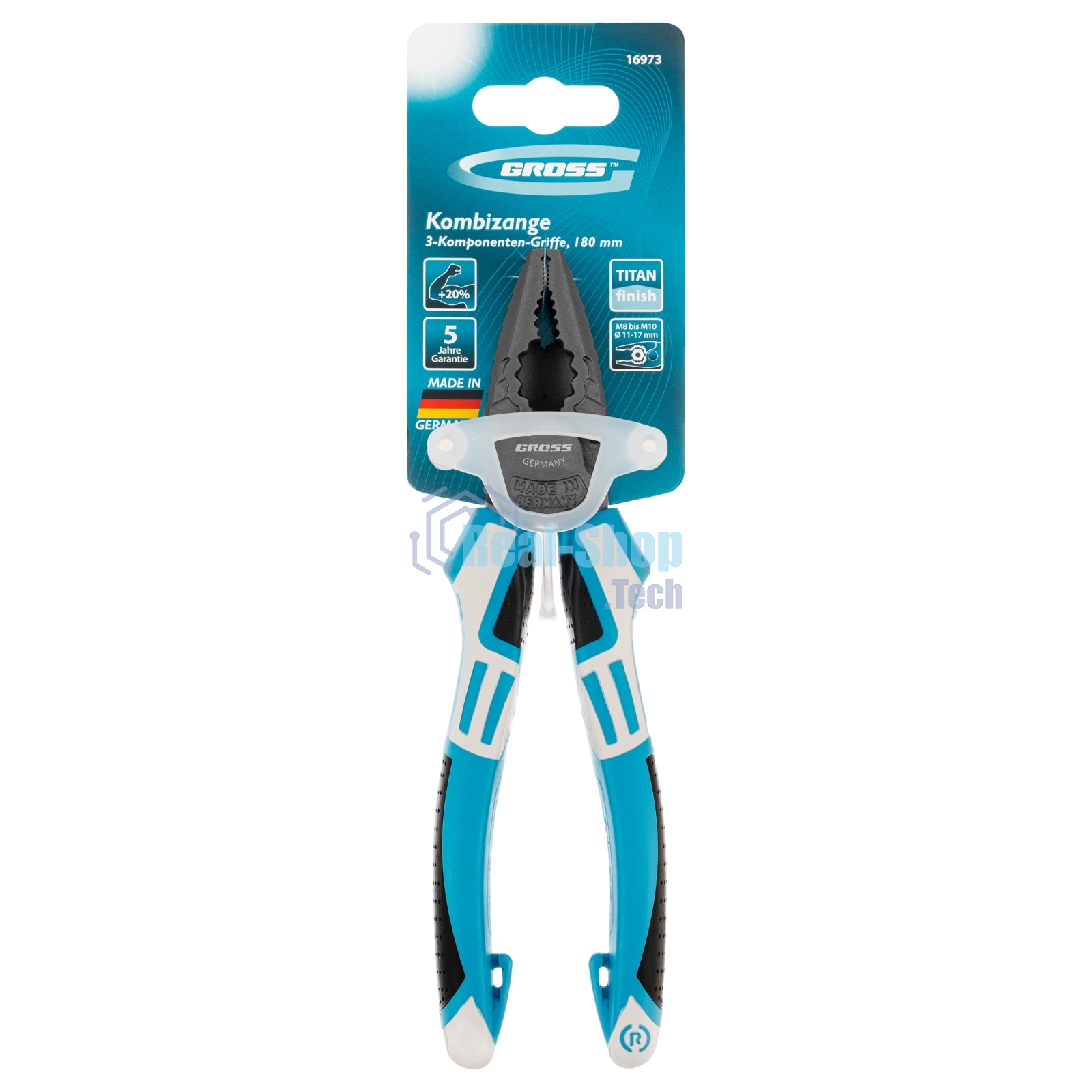 Плоскогубцы Gross 16973 комбинированные 180 мм трехкомпонентные рукоятки