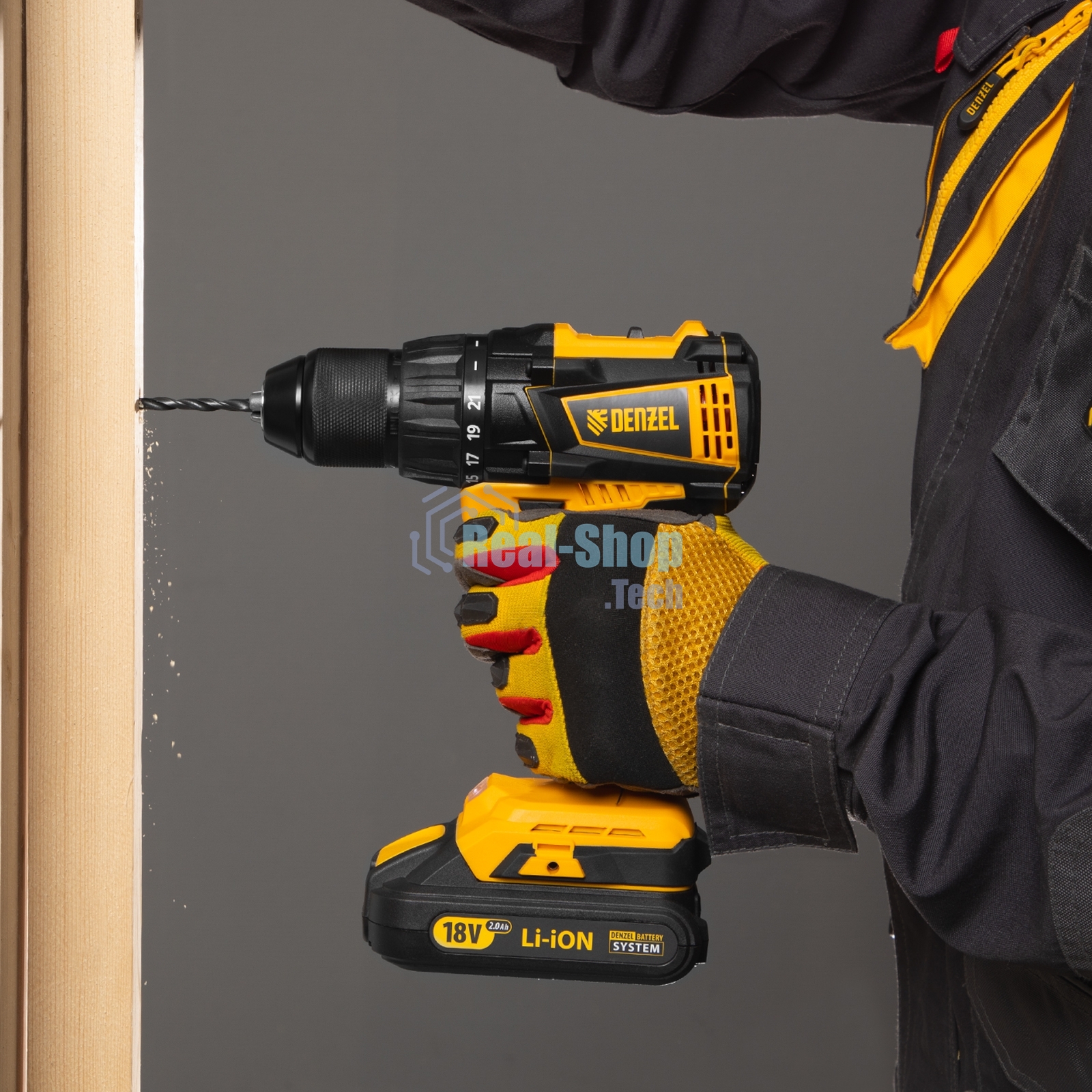 Дрель-шуруповерт аккумуляторная Denzel BLDL-IB-18-02, 18В, 2 АКБ, Кейс