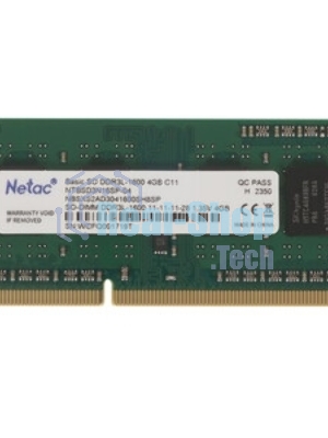 Оперативная память NETAC Basic, DDR3L, 4GB (1x4GB), 1600MHz, CL11, SO-DIMM