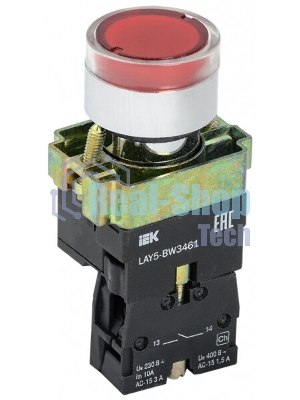 Кнопка LAY5-BW3461 с подсв. красн. 1з IEK BBT50-BW-K04