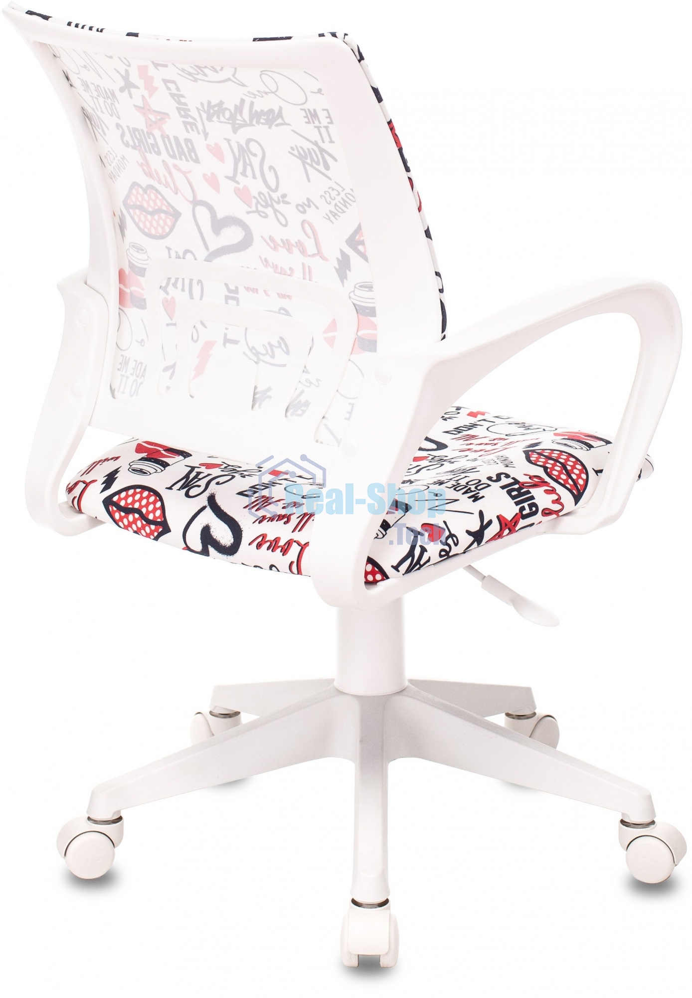 Кресло детское Бюрократ BUROKIDS 1 W мультиколор красные губы крестов. пластик пластик белый