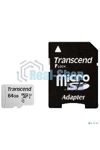 Флеш карта Micro SecureDigital 64Gb Transcend Class 10 TS64GUSD300S-A MicroSDXC Class 10 UHS-I, SD adapter