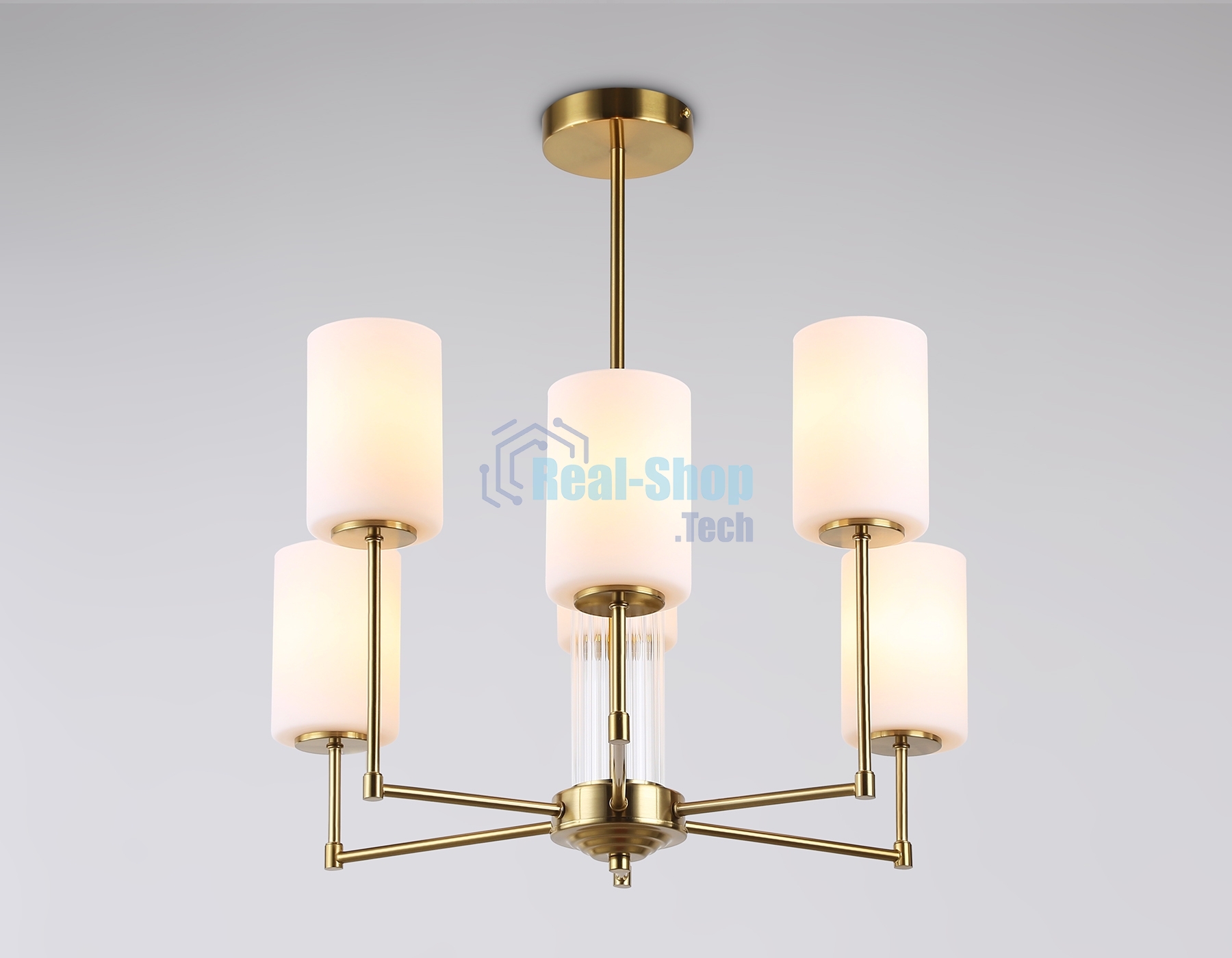 Люстра Ambrella light LH56215/6 BS/FR латунь/белый матовый E27/6 max 60W D600*600