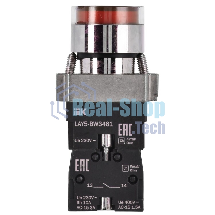 Кнопка LAY5-BW3461 с подсв. красн. 1з IEK BBT50-BW-K04
