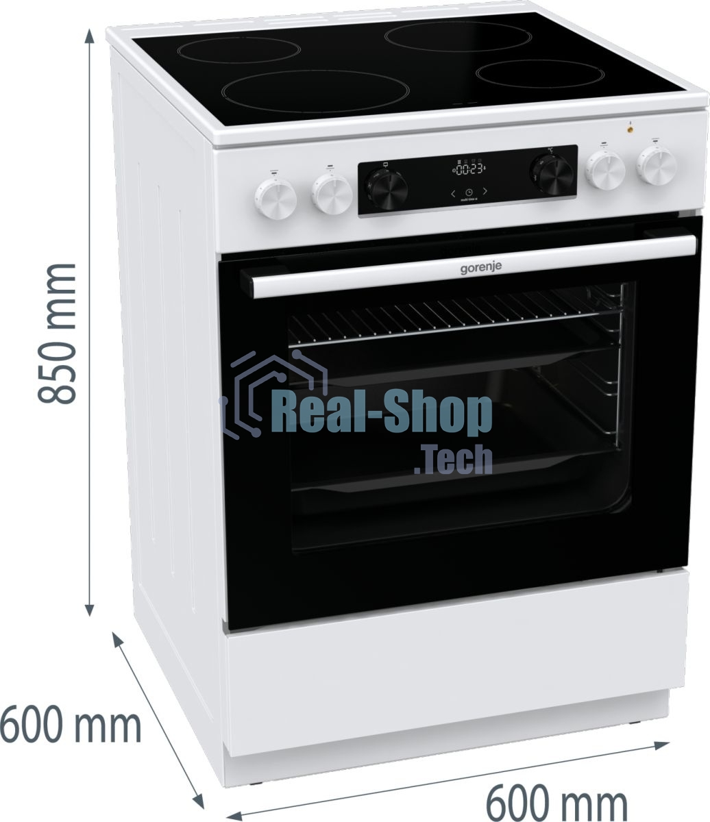 Плита электрическая Gorenje GEC6C40WD белый, конфорок 4 электрических, духовка 71 л, 60 см x 85 см x 60 см