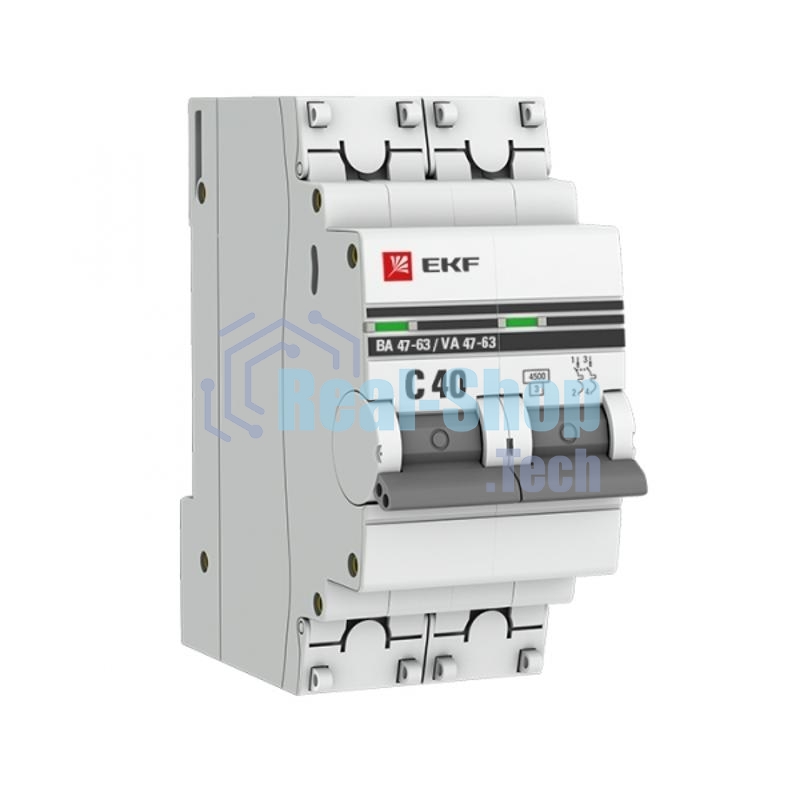 Выключатель автоматический EKF mcb4763-2-40C-pro 2P 40А (C) 4,5kA ВА 47-63 EKF PROxima