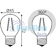 Лампа светодиодная филаментная Gauss 11Вт цок.: E27 шар 220B 4100K св. свеч. белый нейт. G45 (упак.: 10 шт) (105802211)