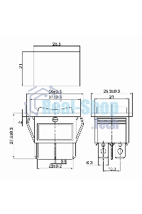 Выключатель клавишный Rexant 250V 15А (6с) ON-OFF-ON синий с подсветкой и нейтралью