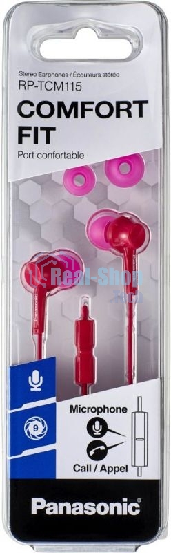 Наушники Panasonic RP-TCM115GCP внутриканальные 10-24000Гц 1.2м 3.5мм 98дБ микрофон розовые
