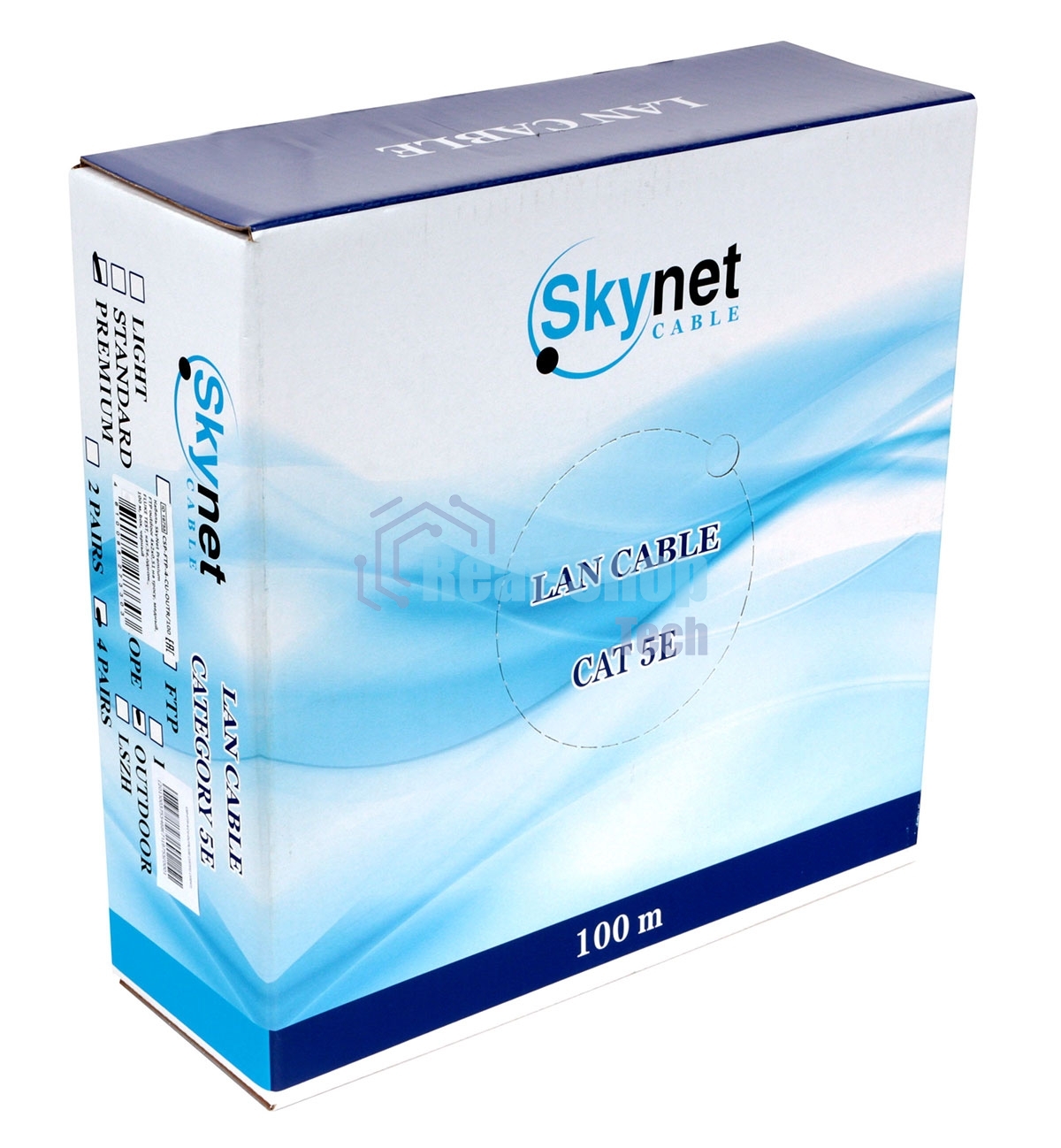 Кабель SkyNet Premium FTP outdoor 4x2x0,51 на тросу, медный, FLUKE TEST, кат.5e, однож., 100 м, box, черный