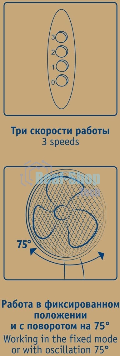 Вентилятор напольный Scarlett SC-SF111B29 45Вт скоростей:3 белый/голубой