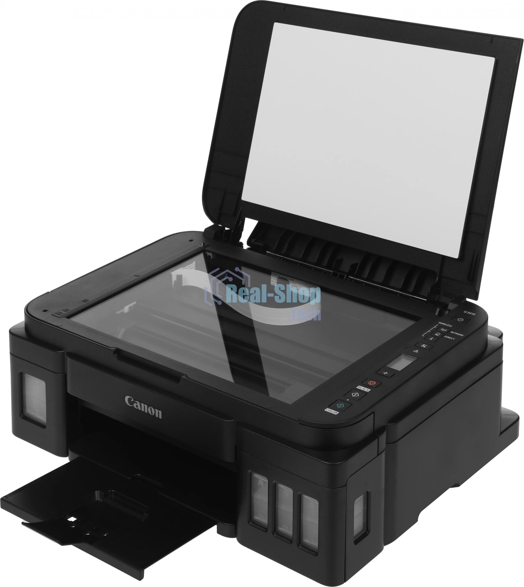 МФУ струйное Canon PIXMA G3410 (2315C009), A4, цветное, печ. 8.8 стр/мин (ч/б) 5 стр/мин (цвет), скан. до 19 стр/мин., 4800x1200 dpi (принтер) 1200х600 dpi (сканер), USB, Wi-Fi