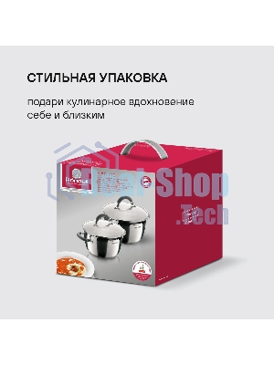 Набор посуды Flamme 4 предм.,кастрюли c/кр 20/24 см,нерж.сталь, RDS-339